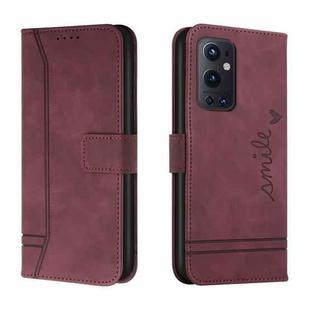 For OnePlus 9 Pro Retro Skin Feel Horizontal Flip Soft TPU + PU Leather Case with Holder & Card Slots & Photo Frame(Wine Red)