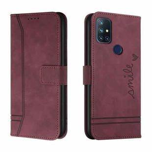 For OnePlus Nord N10 5G Retro Skin Feel Horizontal Flip Soft TPU + PU Leather Case with Holder & Card Slots & Photo Frame(Wine Red)