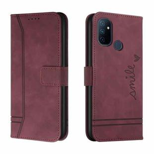 For OnePlus Nord N100 Retro Skin Feel Horizontal Flip Soft TPU + PU Leather Case with Holder & Card Slots & Photo Frame(Wine Red)