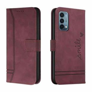 For OnePlus Nord N200 5G Retro Skin Feel Horizontal Flip Soft TPU + PU Leather Case with Holder & Card Slots & Photo Frame(Wine Red)