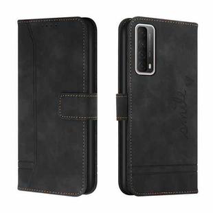 For Huawei P Smart 2021 Retro Skin Feel Horizontal Flip Soft TPU + PU Leather Case with Holder & Card Slots & Photo Frame(Black)