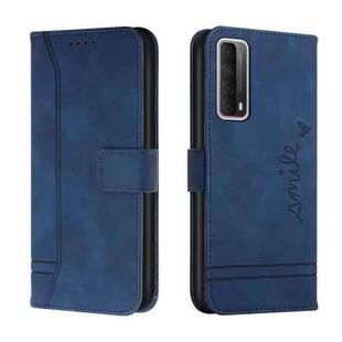For Huawei P Smart 2021 Retro Skin Feel Horizontal Flip Soft TPU + PU Leather Case with Holder & Card Slots & Photo Frame(Blue)