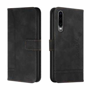 For Huawei P30 Retro Skin Feel Horizontal Flip Soft TPU + PU Leather Case with Holder & Card Slots & Photo Frame(Black)