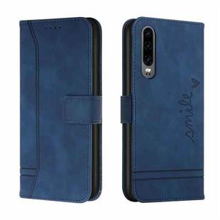 For Huawei P30 Retro Skin Feel Horizontal Flip Soft TPU + PU Leather Case with Holder & Card Slots & Photo Frame(Blue)
