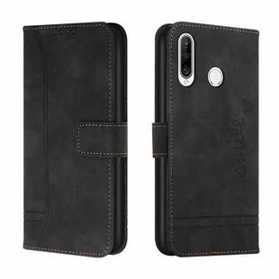 For Huawei P30 Lite Retro Skin Feel Horizontal Flip Soft TPU + PU Leather Case with Holder & Card Slots & Photo Frame(Black)