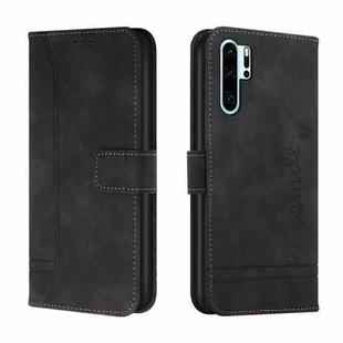 For Huawei P30 Pro Retro Skin Feel Horizontal Flip Soft TPU + PU Leather Case with Holder & Card Slots & Photo Frame(Black)