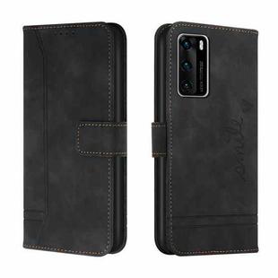 For Huawei P40 Retro Skin Feel Horizontal Flip Soft TPU + PU Leather Case with Holder & Card Slots & Photo Frame(Black)