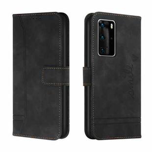 For Huawei P40 Pro Retro Skin Feel Horizontal Flip Soft TPU + PU Leather Case with Holder & Card Slots & Photo Frame(Black)