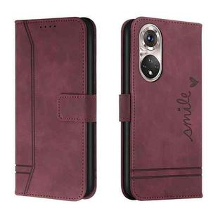 For Huawei P50 Pro Retro Skin Feel Horizontal Flip Soft TPU + PU Leather Case with Holder & Card Slots & Photo Frame(Wine Red)
