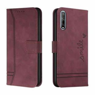 For Huawei Y8p Retro Skin Feel Horizontal Flip Soft TPU + PU Leather Case with Holder & Card Slots & Photo Frame(Wine Red)