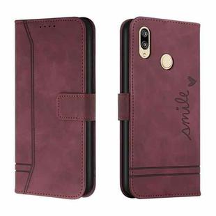 For Huawei Y9 2019 Retro Skin Feel Horizontal Flip Soft TPU + PU Leather Case with Holder & Card Slots & Photo Frame(Wine Red)