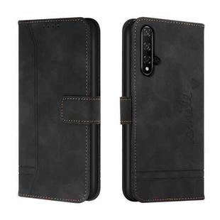 For Honor 20 Retro Skin Feel Horizontal Flip Soft TPU + PU Leather Case with Holder & Card Slots & Photo Frame(Black)