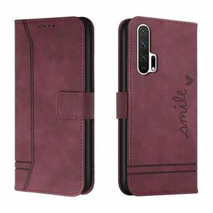 For Honor 20 Pro Retro Skin Feel Horizontal Flip Soft TPU + PU Leather Case with Holder & Card Slots & Photo Frame(Wine Red)