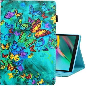 For Galaxy Tab A 8.0 (2019) / T290 Colored Drawing Horizontal Flip PU Leather Case with Holder & Card Slot(Green Butterfly)