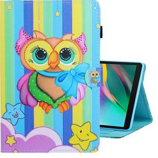 For Galaxy Tab A 8.0 (2019) / T290 Colored Drawing Horizontal Flip PU Leather Case with Holder & Card Slot(Rainbow Owl)