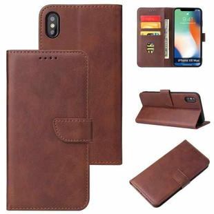 For iPhone XS Max Calf Texture Buckle Horizontal Flip Leather Case with Holder & Card Slots & Wallet(Brown)
