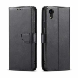 For iPhone XR Calf Texture Buckle Horizontal Flip Leather Case with Holder & Card Slots & Wallet(Black)