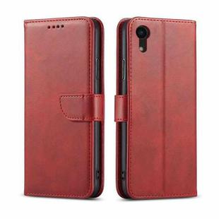 For iPhone XR Calf Texture Buckle Horizontal Flip Leather Case with Holder & Card Slots & Wallet(Red)