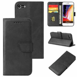 For iPhone SE 2022 / SE 2020 / 8 / 7 Calf Texture Buckle Horizontal Flip Leather Case with Holder & Card Slots & Wallet(Black)