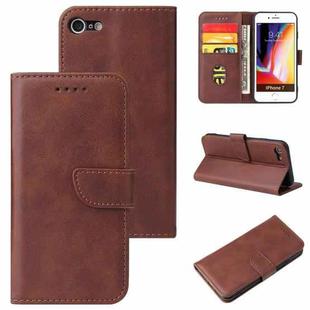 For iPhone SE 2022 / SE 2020 / 8 / 7 Calf Texture Buckle Horizontal Flip Leather Case with Holder & Card Slots & Wallet(Brown)