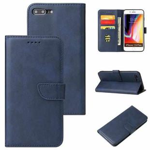 Calf Texture Buckle Horizontal Flip Leather Case with Holder & Card Slots & Wallet For iPhone 8 Plus & 7 Plus(Blue)