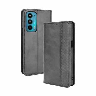 For Motorola Edge 20 Magnetic Buckle Retro Pattern Horizontal Flip Leather Case with Holder & Card Slot & Wallet(Black)