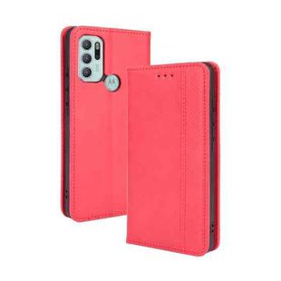 For Motorola Moto G60S Magnetic Buckle Retro Pattern Horizontal Flip Leather Case with Holder & Card Slot & Wallet(Red)