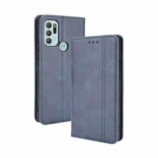 For Motorola Moto G60S Magnetic Buckle Retro Pattern Horizontal Flip Leather Case with Holder & Card Slot & Wallet(Blue)