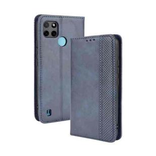 For OPPO Realme C21Y Magnetic Buckle Retro Pattern Horizontal Flip Leather Case with Holder & Card Slot & Wallet(Blue)