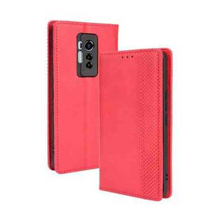 For Tecno Phantom X Magnetic Buckle Retro Pattern Horizontal Flip Leather Case with Holder & Card Slot & Wallet(Red)