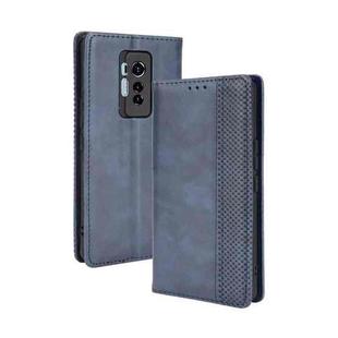 For Tecno Phantom X Magnetic Buckle Retro Pattern Horizontal Flip Leather Case with Holder & Card Slot & Wallet(Blue)