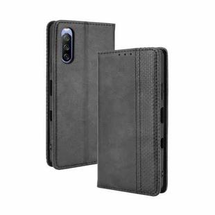For Sony Xperia 10 III Magnetic Buckle Retro Pattern Horizontal Flip Leather Case with Holder & Card Slot & Wallet(Black)