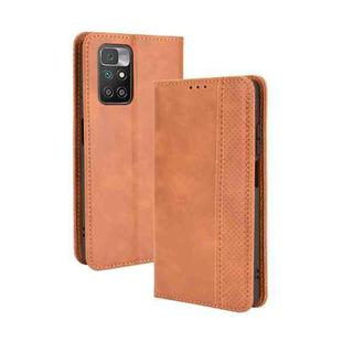 For Xiaomi Redmi 10 Magnetic Buckle Retro Pattern Horizontal Flip Leather Case with Holder & Card Slot & Wallet(Brown)