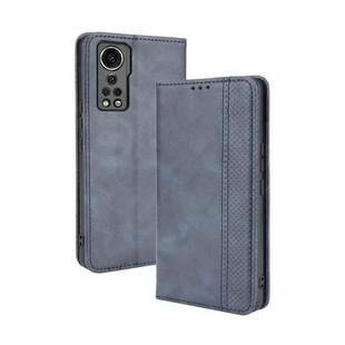 For ZTE Axon 30 5G Magnetic Buckle Retro Pattern Horizontal Flip Leather Case with Holder & Card Slot & Wallet(Blue)