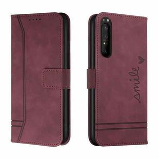 For Sony Xperia 1 II Retro Skin Feel Horizontal Flip Soft TPU + PU Leather Case with Holder & Card Slots & Photo Frame(Wine Red)