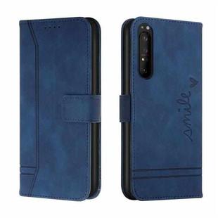 For Sony Xperia 1 III Retro Skin Feel Horizontal Flip Soft TPU + PU Leather Case with Holder & Card Slots & Photo Frame(Blue)