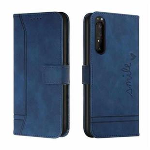 For Sony Xperia 5 III Retro Skin Feel Horizontal Flip Soft TPU + PU Leather Case with Holder & Card Slots & Photo Frame(Blue)