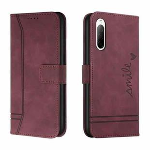 For Sony Xperia 10 II Retro Skin Feel Horizontal Flip Soft TPU + PU Leather Case with Holder & Card Slots & Photo Frame(Wine Red)