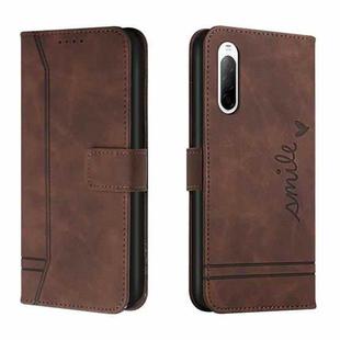 For Sony Xperia 10 II Retro Skin Feel Horizontal Flip Soft TPU + PU Leather Case with Holder & Card Slots & Photo Frame(Coffee)