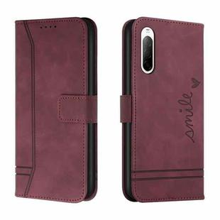 For Sony Xperia 10 III Retro Skin Feel Horizontal Flip Soft TPU + PU Leather Case with Holder & Card Slots & Photo Frame(Wine Red)
