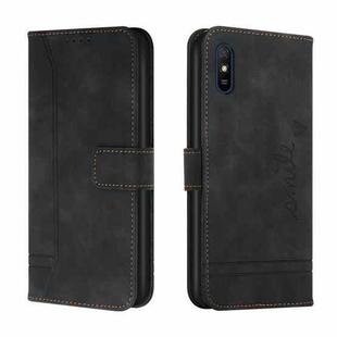 For Xiaomi Redmi 9A Retro Skin Feel Horizontal Flip Soft TPU + PU Leather Case with Holder & Card Slots & Photo Frame(Black)