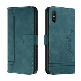 For Xiaomi Redmi 9A Retro Skin Feel Horizontal Flip Soft TPU + PU Leather Case with Holder & Card Slots & Photo Frame(Dark Green)