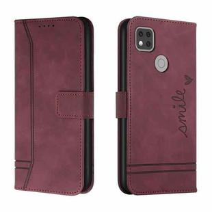 For Xiaomi Redmi 9C Retro Skin Feel Horizontal Flip Soft TPU + PU Leather Case with Holder & Card Slots & Photo Frame(Wine Red)