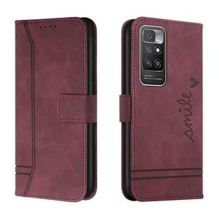 For Xiaomi Redmi 10 Retro Skin Feel Horizontal Flip Soft TPU + PU Leather Case with Holder & Card Slots & Photo Frame(Wine Red)