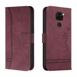 For Xiaomi Redmi Note 9 Retro Skin Feel Horizontal Flip Soft TPU + PU Leather Case with Holder & Card Slots & Photo Frame(Wine Red)