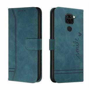 For Xiaomi Redmi Note 9 Retro Skin Feel Horizontal Flip Soft TPU + PU Leather Case with Holder & Card Slots & Photo Frame(Dark Green)