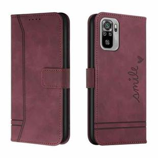 For Xiaomi Redmi Note 10 4G Retro Skin Feel Horizontal Flip Soft TPU + PU Leather Case with Holder & Card Slots & Photo Frame(Wine Red)