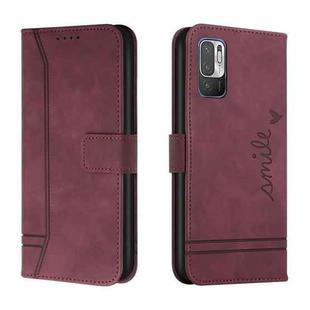 For Xiaomi Redmi Note 10 5G Retro Skin Feel Horizontal Flip Soft TPU + PU Leather Case with Holder & Card Slots & Photo Frame(Wine Red)