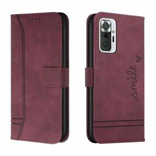 For Xiaomi Redmi Note 10 Pro Retro Skin Feel Horizontal Flip Soft TPU + PU Leather Case with Holder & Card Slots & Photo Frame(Wine Red)