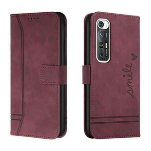 For Xiaomi Mi 10S Retro Skin Feel Horizontal Flip Soft TPU + PU Leather Case with Holder & Card Slots & Photo Frame(Wine Red)